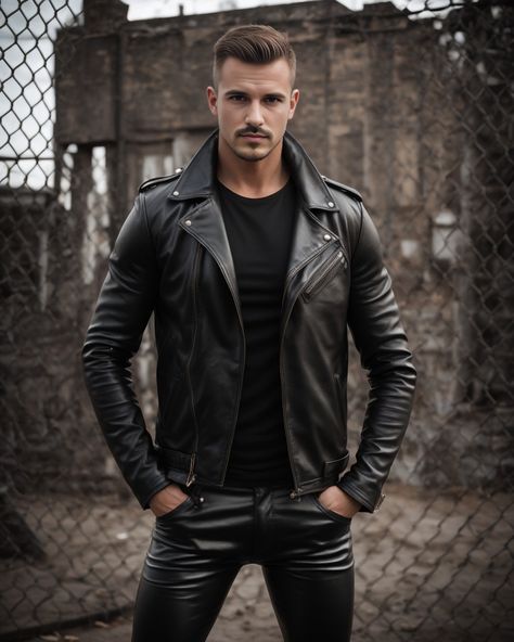 Sophisticated Men, Mens Leather Shirt, Leather Jacket Biker, Biker Design, Leather Fashion Men, Wonderland Artwork, Men Bodies, Tight Leather Pants, Mens Leather Clothing