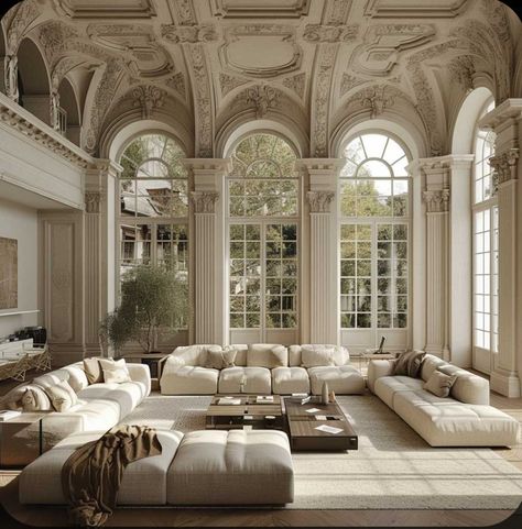 French Country House Interior Design, Castle Home Aesthetic, Old Money Interior Design, Old Money Interior, Classy House, Classic Living Room Design, Mansion Living Room, Modern Classic Living Room, Mansion Living