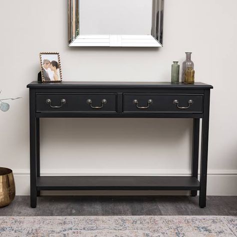 https://encrypted-tbn0.gstatic.com/images?q=tbn:ANd9GcTaFP00FSesTe5SyK3cQfv_rsI4vY3H4y3T_g&usqp=CAU Drawer Console Table, Scandinavian Style Home, Drawer Console, Hallway Office, Dining Room Spaces, Console Table Hallway, Black Furniture, Living Room Spaces, Hall Table