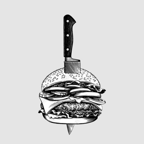 #art #sketch #tattoo #burger #knife Hamburger Tattoo, Burger Sketch, Burger Tattoo, Burger Drawing, Tattoo Prague, Sketch Tattoo, Prague Czech Republic, Prague Czech, Art Sketch