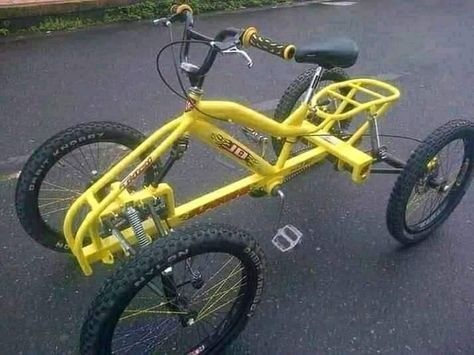 Low Rider Bike Bicycles, 4 Wheel Bicycle, Gerobak Dorong, Bicycle Diy, Trike Bicycle, Diy Go Kart, Tricycle Bike, Lowrider Bike, Custom Bicycle