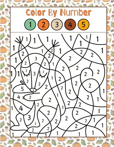 Color The Number, Coloring By Numbers For Kids, October Color By Number, Fall Color By Number, Thanksgiving Educational Activities, Number 4, Color By Number Fall Printable Free, Fall Color By Number Kindergarten, Halloween Color By Number Preschool