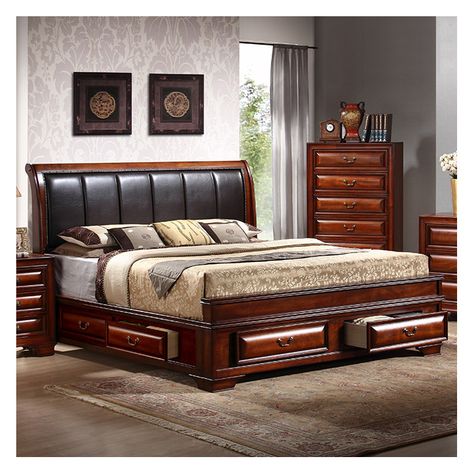 Cream Bedroom Furniture, High Quality Bedroom Furniture, Queen Upholstered Headboard, Quality Bedroom Furniture, Storage Bedroom, Wooden Bed Design, Oak Beds, Bedroom Sets Queen, Bedroom Collection