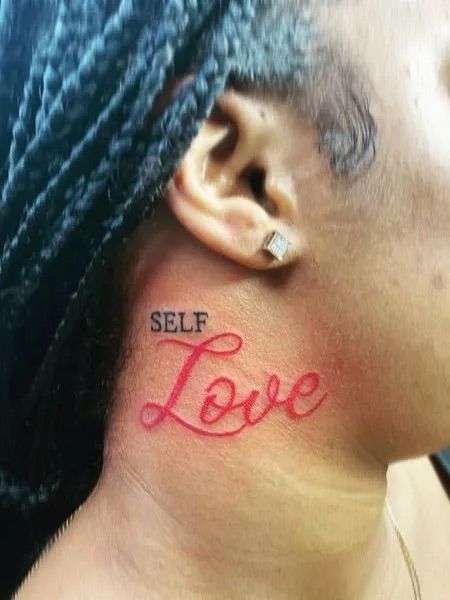 In this particular tattoo, the wearer has Love Tattoo On Hand, Self Love Tattoos, Tattoo On Neck, Love Heart Tattoo, Get Over A Breakup, Over A Breakup, Club Tattoo, Self Love Tattoo, Love Tattoo