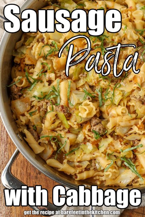 Cabbage Sausage Pasta Spicy Sausage Recipes, Pierogi Dough, Italian Sausage Recipes Pasta, Lazy Lasagna Recipe, Cabbage Sausage, Pasta Spicy, Sausage Cabbage, Fried Cabbage With Sausage, Hamburger And Potatoes