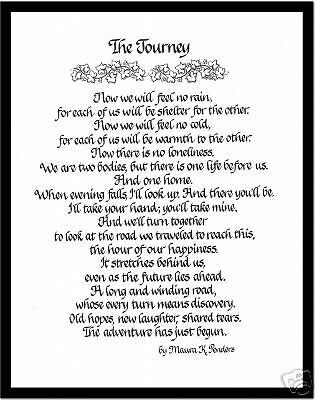 THE JOURNEY Calligraphy Print - Great gift for Wedding Fun Wedding Readings, Prison Quotes, Wedding Phrases, Small Private Wedding, Vow Examples, Handfasting Ceremony, Wedding Vows To Husband, White Wedding Ring, Certificate Format