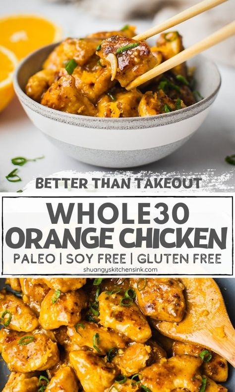 This Orange Chicken recipe is delicious, and so easy to make. It makes the perfect dinner served over cauliflower rice or jasmine rice, and steamed broccoli. You won't believe how Popular this recipe is in the SKS community. Try it and let me know what you think in the comment below! Whole30 Orange Chicken, Whole 30 Orange Chicken, Paleo Orange Chicken, Chicken Nutrition Facts, Whole 30 Chicken Recipes, Chinese Orange Chicken, 2024 Meals, Healthy Orange Chicken, Paleo Ideas