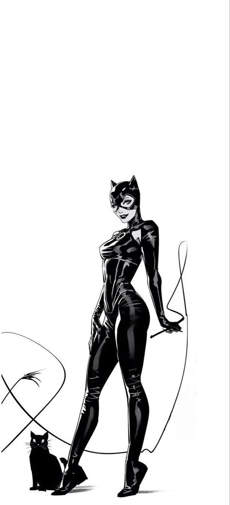 Cat Woman Illustration, Catwoman Suit Concept, Cat Woman Aesthetic Cartoon, Cat Woman Aesthetic Wallpaper, Catwoman Tattoo Design, Catwoman Comic Panels, Cat Woman Physique, Catwoman Physique, Black Cat Wallpaper Marvel