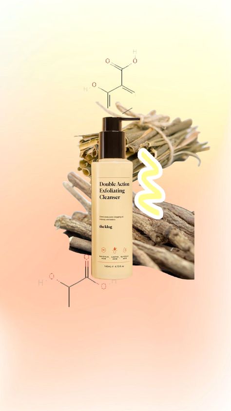 The Klog Double Action Exfoliating Cleanser. Powered with Willow Bark, Licorice Root extract, salycilic, glycolic, & lactic acid. #cleanser #skincare #theklog #kbeauty #sokoglam #thedewy Cleanser Skincare, Soko Glam, Willow Bark, Exfoliating Cleanser, Licorice Root Extract, Licorice Root, Lactic Acid, K Beauty, Licorice