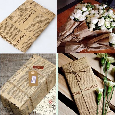 Gift Wrapping With Newspaper, Newspaper Gift Wrapping Ideas, Newspaper Wrapping, Newspaper Gift, Christmas Party Decor, Written Notes, Paper Wrap, Wrap Gift, Christmas Party Decorations