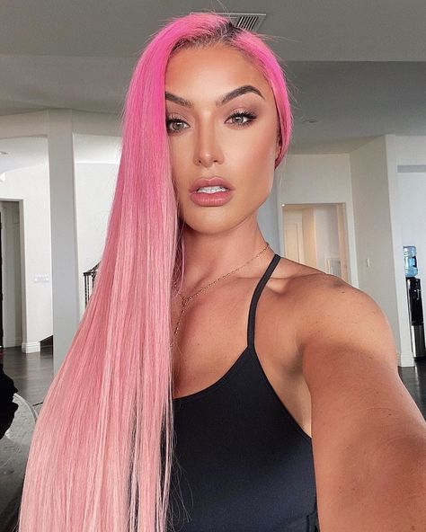 Happy #NationalPinkDay 👩🏻‍🎤😜💕🌸🎀 - Do we like Straight hair or ehhh ? -  #PinkStorm #PinkReign #PinkPositive One Winged Angel, Natalie Eva Marie, National Pink Day, Winged Angel, Natalie Marie, Eva Marie, Wwe Girls, Straight Hair, Pink Hair