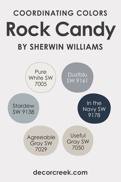 Coordinating Colors of SW 6231 Rock Candy Stardew Coordinating Colors, Rock Candy Sherwin Williams, 7029 Agreeable Gray, Sherwin Williams Paint Colors Green, Grey Color Pallets, Rehab House, Boys Room Blue, Navy Color Scheme, Navy Home Decor