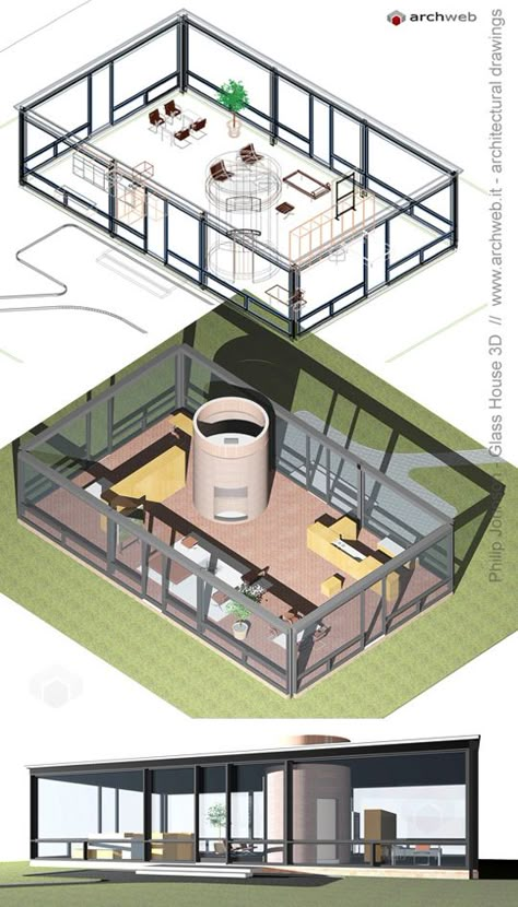 Glass House Plans, The Glass House, Phillip Johnson, Glass Box Architecture, Glass And Concrete Architecture, Concrete And Glass Architecture, Philip Johnson Architecture, Glass House Architecture, Phillip Johnson Glass House