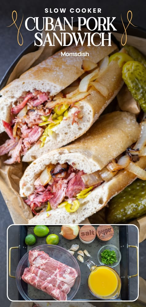 Cuban Pork Sandwich, Cuban Pork Roast, Awesome Sandwiches, Cuban Sandwich Recipe, Slow Cooker Cuban Pork, Pork Sandwich Recipes, Roast Pork Sandwich, Hot Beef Sandwiches, Cubano Sandwich