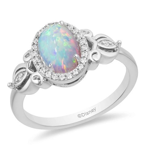 Enchanted Disney Fine Jewelry Sterling Silver 8X6 MM Created Opal and 1/10 Cttw Natural White Round Diamond Cinderella Ring Cinderella Engagement Rings, Cinderella Ring, Disney Png, Enchanted Disney, Enchanted Jewelry, Enchanted Disney Fine Jewelry, Cinderella Wedding, Princess Jewelry, Opal Wedding Rings