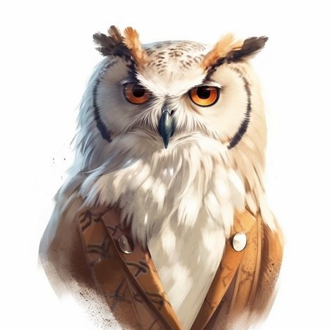 Owl Familiar Dnd, Owling Dnd, Owlin Dnd, Humblewood Art, Owl People, Dnd Things, Dnd Inspiration, White Owl, Character References