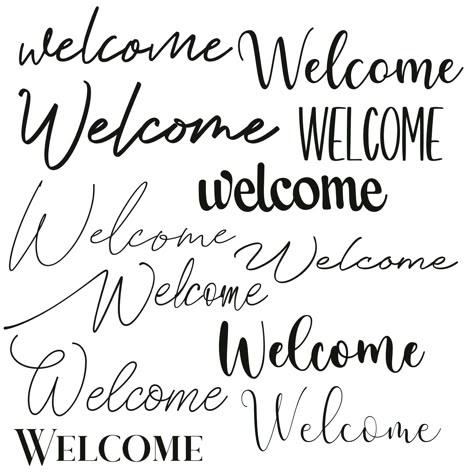 Welcome In Cursive Writing, Welcome Font Style, Welcome Sign Handwritten, Welcome Writing Style, Welcome Drawing Ideas, Welcome Fonts Lettering, Welcome Svg Free, Chalk Welcome Sign, Welcome Hand Lettering