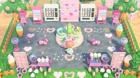 🍃🌸 lana 🌸🍃 on Instagram: “Revamped my fair grounds! I moved a couple things around, and added some patterns on the ground. I think it looks a lot more fun and…” Secret Waterfall, Town Inspiration, Motif Acnl, Animal Crossing 3ds, Animal Crossing Guide, Acnh Codes, Animal Crossing Qr Codes Clothes, Island Theme, Qr Codes Animal Crossing