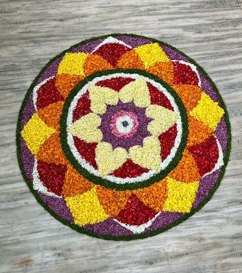 Flower carpet Floral Carpet Design Onam, Simple Flower Carpet Designs, Aesthetic Onam Pookalam, Onapookalam Designs Simple, Onam Pookalam Design Simple At Home, Pukalam Designs, Simple Onam Pookalam Design Drawing, Onam Pookalam Design 2024, Simple Pookalam Designs At Home