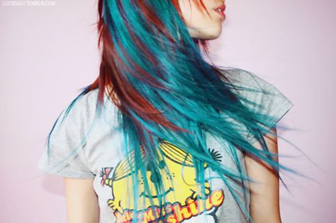 hair color Black Hair Ombre, Auburn Balayage, Natural Red Hair, Teal Hair, Turquoise Hair, Bright Hair Colors, Front Hair Styles, Hair Color Blue, Hair Blog