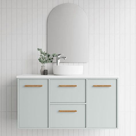 Wall Hung Vanity Ideas Bathroom, Wall Hung Bathroom Vanities, Bathroom Wall Hanging, Bathroom Design Trends, Ideal Bathrooms, Coastal Bathrooms, Kitchen Solutions, Vanity Design, Cabinet Finishes