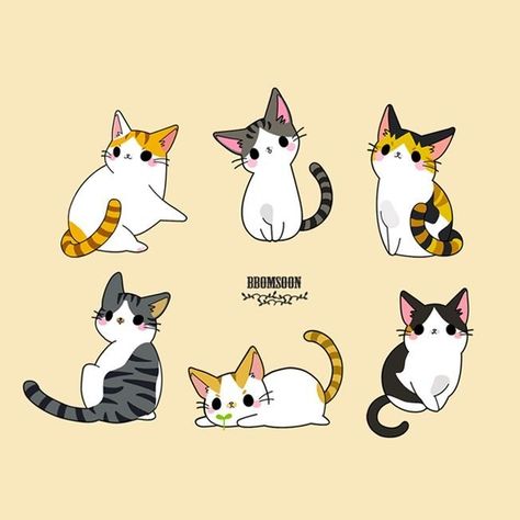 Kawaii Cat Drawing, Chat Kawaii, Kitten Drawing, Cute Cat Illustration, Animal Drawings Sketches, Cute Cat Drawing, Cat Doodle, Cat Sketch, Animal Doodles