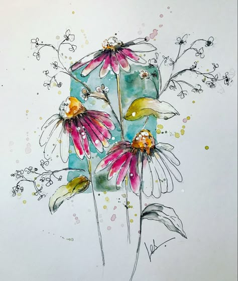 Lesley Iverson @paintbyles Watercolour Inspiration Abstract, Doodle Art Flowers, Learn Watercolor Painting, Diy Watercolor Painting, Watercolor Projects, Minimalist Tattoos, Watercolor Greeting Cards, Watercolor Flower Art, Watercolor Flowers Paintings