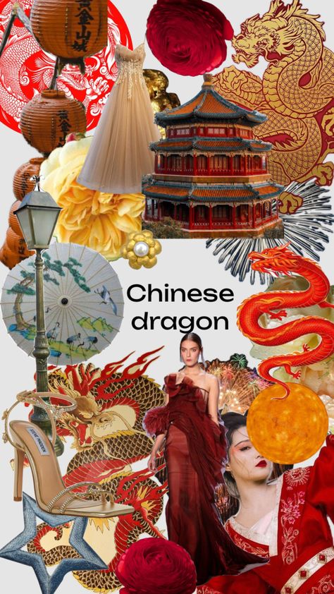 #china #dragon #red #beauty #nature #chinesesragon #collage #wallpaper #inspo Fashion Collection Inspiration Board, Arab Moodboard, Theme Board Fashion Inspiration, China Moodboard, Dragon Collage, Fashion Design Inspiration Board, Mood Board Fashion Inspiration, China Dragon, Theme Board