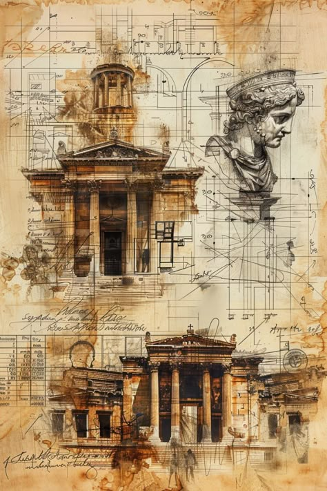 Greek architectural sketches and drawings Rome Art Drawing, Historic Architecture Drawing, Greek Buildings Drawing, Greek Sculpture Sketch, Greek Architecture Drawing, Greek Drawing, Architecture Antique, Architecture Portfolio Design, Greek Architecture