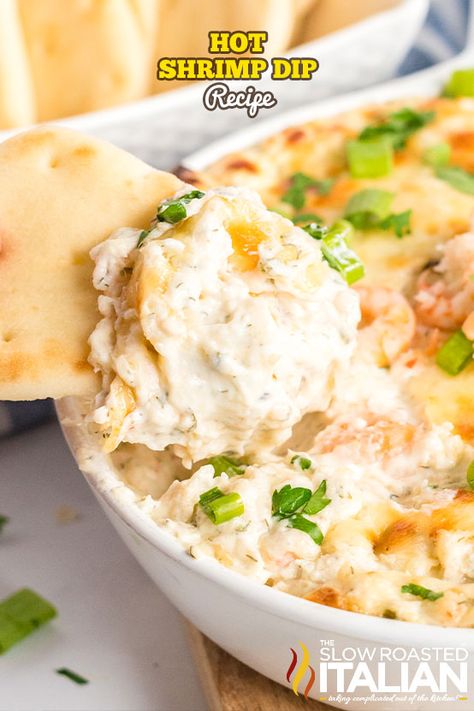 Hot Shrimp Dip, Shrimp Cream Cheese Dip, Shrimp Dip Recipe, Melted Cheese Dip, Warm Dip Recipes, Shrimp Dip Recipes, Slow Roasted Italian, Corn Dip Recipes, Shrimp Dip