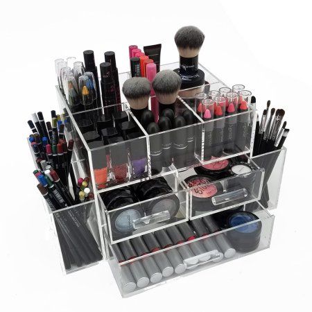 Buy OnDisplay Amara 3 Drawer Tiered Acrylic Makeup/Jewelry Organizer at Walmart.com - - Free Shipping Acrylic Drawers, Drawer Divider, Cosmetic Display, Cosmetic Box, Cosmetic Organizer, Makeup Organizer, Cool House Designs, 3 Drawer, Jewelry Organizer