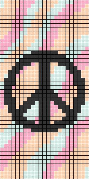 Peace Sign Cross Stitch Pattern, Paz Hippie, Pattern Bracelet, Graph Crochet, Pixel Crochet, Graph Paper Art, Tapestry Crochet Patterns, Cross Stitch Heart, Beaded Cross Stitch