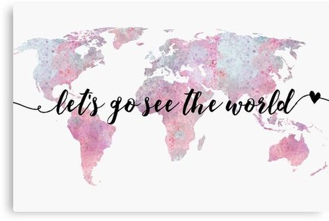 For those with wanderlust who dream of travelling every moment of the day. It's time to go see the world we live in.  Watecolour world map with paint splatter throughout. Black text "Let's go see the world". Available on wall art, stickers, t-shirts, decor & accessories.  SHIPPING WORLDWIDE. #travel #travelinspo #travelinspiration #wanderlust #giftidea #forher #wallart #canvas #christmasgiftideas #travelquotes Travel Wallpaper For Laptop, World Watercolor, Twitter Cover Photo, Maps Aesthetic, Watercolor World Map, Pastel Background Wallpapers, Map Canvas Art, World Map Wallpaper, World Map Canvas