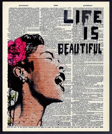 Amazon.com: Banksy Wall Art - Upcycled Dictionary Graffiti Art Print, Billie Holiday 8x10 Street Art Poster, Home Decor - Urban Wall Art Print and Room Decorations - Makes a Great Gift - 8x10 Photo Unframed : Handmade Products Street Art Poster, Urban Art Graffiti, Banksy Wall Art, Urban Wall, Urban Wall Art, Street Art Banksy, Moody Art, Banksy Graffiti, Banksy Art