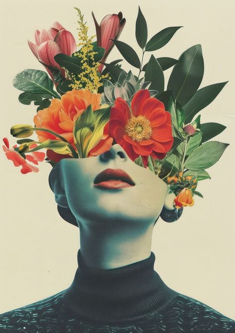 Magazine Flower Collage, Photography Illustration Art, Face Made Of Flowers, Face Collage Art, Eyes With Flowers, Sian Davey, Weird Portraits, Nature Collage Art, Portrait Collage Art