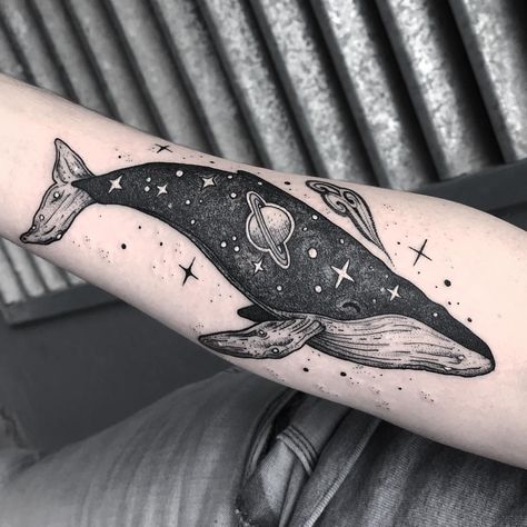 Ocean Space Tattoo, Whale Coverup Tattoo, Whale Shadow Tattoo, Comet Tattoo, Whale And Astronaut Tattoo, Whale In Space Tattoo, Space Whale Tattoo, Celestial Whale Tattoo, Kraken Tattoo