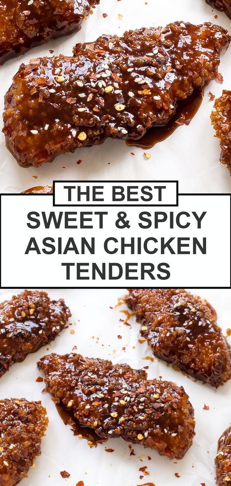 Chinese Chicken Tenders, Asian Chicken Tenderloin Recipes, Asian Breaded Chicken, Breaded Chicken And Rice, Asian Style Chicken Breast, Asian Chicken Tenders, Thai Chicken Tenders, Sticky Chicken Tenders, Sticky Asian Sauce