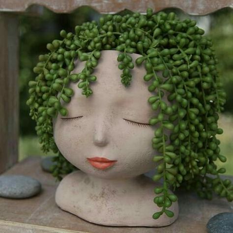 Resin Planters, Planter Indoor, Cactus Planter, Header Design, Tanah Liat, Cactus Decor, Female Head, Plant Pictures, Head Design