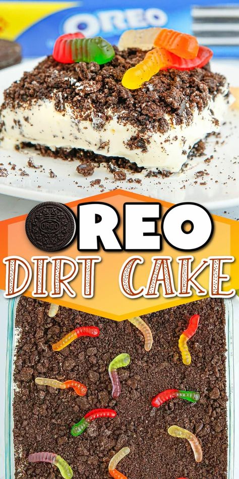 Layered Dirt Cake, Birthday Dirt Cake, Dirt Pie Recipe Oreo, Easy Oreo Dirt Cake, Oreo Dirt Cake Recipe, Pudding And Cream Cheese, Dirt Cake Cups, Oreo Recipes Easy, Dirt Cake Recipe