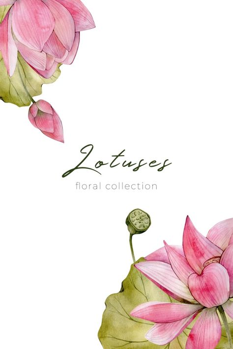 Watercolor Candles, Botany Illustration, Background Water, Watercolor Lotus, Lotus Flower Art, Lotus Painting, Digital Invitations Wedding, Floral Cards Design, Flower Graphic Design