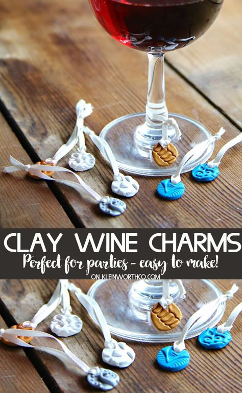 Diy Wine Glass Charms, Wine Glass Markers Diy, Glass Markers Diy, Wine Charms Diy, Stamped Clay, Make Ornaments, Wine Facts, Diy Marker, Glass Markers