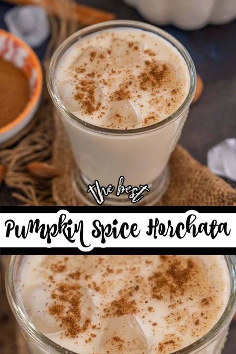 Pumpkin Spice Horchata is a take on the classic Horchata recipe where pumpkin puree and pumpkin pie spice are added to it. Make this fall-flavors-loaded drink and sip it chilled or hot (vegetarian, gluten-free). Pumpkin Spice Horchata Recipe, Pumpkin Horchata Recipe, Pumpkin Spice Horchata, Mexican Hot Drinks, Pumpkin Pie Drink Recipe, Pumpkin Horchata, Pumpkin Pie Drink, Pumpkin Drink Recipes, Horchata Drink