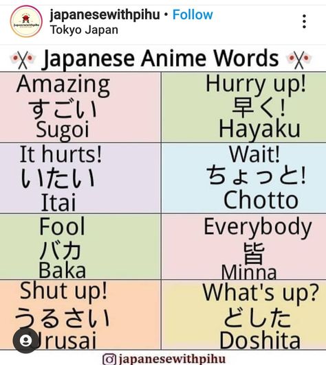 Japanese Terms Words, Jepun Language, How To Learn Japanese Fast, Jappenes Language, Japanese Learning Notes, Japan Words, Anime Words, Cute Japanese Words, Japanese Tips