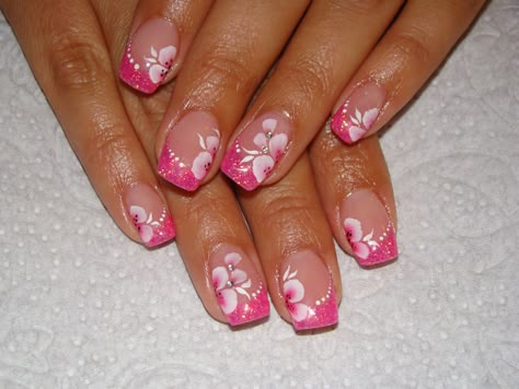 2000s Hibiscus Nails, 2000s Summer Nails, 2000s Nails, Hawaiian Nails, Nails Y2k, Tropical Nails, Punk Nails, Summery Nails, Classy Acrylic Nails