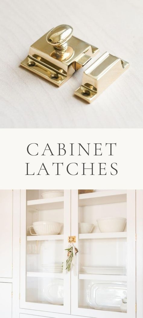 Shaker Cabinet Hardware, Partial Overlay Cabinets, Inset Cabinet Doors, Glass Kitchen Cabinet, Cabinet Latches, Emtek Cabinet Hardware, Built In China Cabinet, Hardware Ideas, Latches Hardware