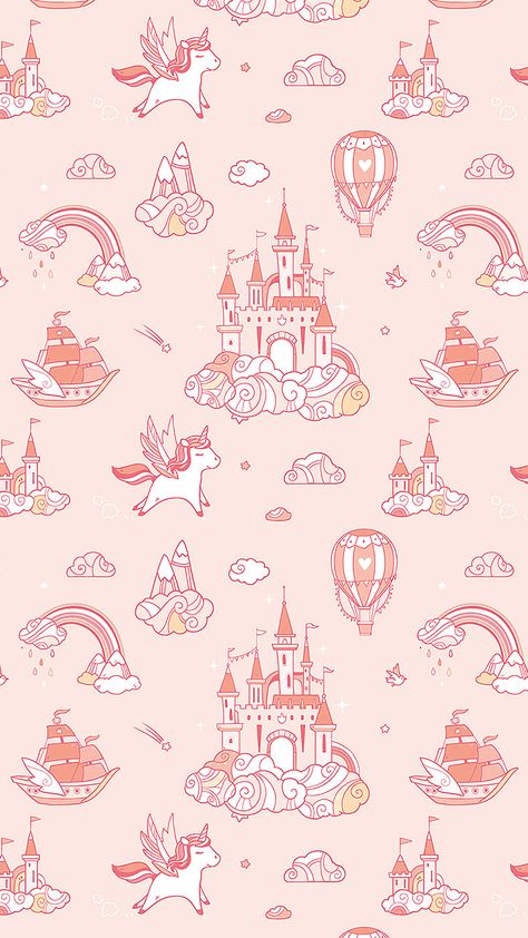 Princess Pattern Wallpaper, Cute Kid Wallpapers, Kids Aesthetic Wallpaper, Fairy Tale Wallpaper, Pink Nursery Wallpaper, Pink Unicorn Wallpaper, Wallpaper Unicorn, Baby Girls Room, Pink And Purple Wallpaper