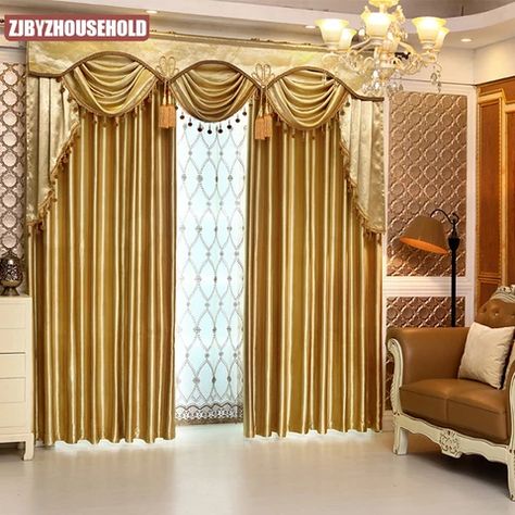 Europe Palace Blackout Curtains Bedroom Living Room Villa Luxury Retro Blue Door Window Drapes Water Soluble Embroidery Curtain|Curtains| - AliExpress Luxury Curtains Living Room, Drapery Designs, Gold Curtains, Luxury Curtains, Elegant Curtains, Stylish Curtains, Curtain Valance, Curtain Designs, Simple Bedroom