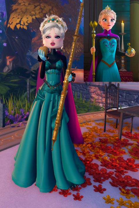 Dress to Impress Elsa from Frozen Frozen Coronation Day, Elsa Coronation Dress To Impress, Anna Frozen Dress To Impress, Elsa Dti Outfit, Anna Dress To Impress, Frozen Dress To Impress, Elsa Dress To Impress, Disney Dress To Impress, Coronation Dress To Impress