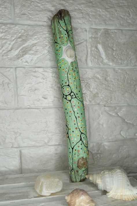 Bohemian Shelf Decor, Magical Pagan Wands, Spirit Stick, Pagan Wicca New Age, Painted Driftwood Sticks Painting Driftwood, Bohemian Shelf Decor, Bohemian Shelf, Painting Sticks, Wood Shelf Decor, Driftwood Painting, Driftwood Sticks, Spirit Stick, Barn Wood Art