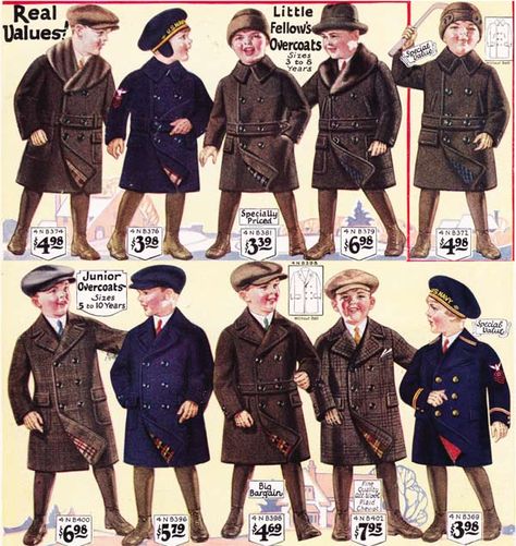 Boys Overcoats from a 1927 catalog #vintage #1920s #fashion 1922 Mens Fashion, 1920s Hunting Fashion, 1920s Men’s Clothing, Fashion In The 1920s, 1920s Fashion Catalog, 1920s Children Fashion, Menswear Suit, 1920s Clothing, Fashion 1920s